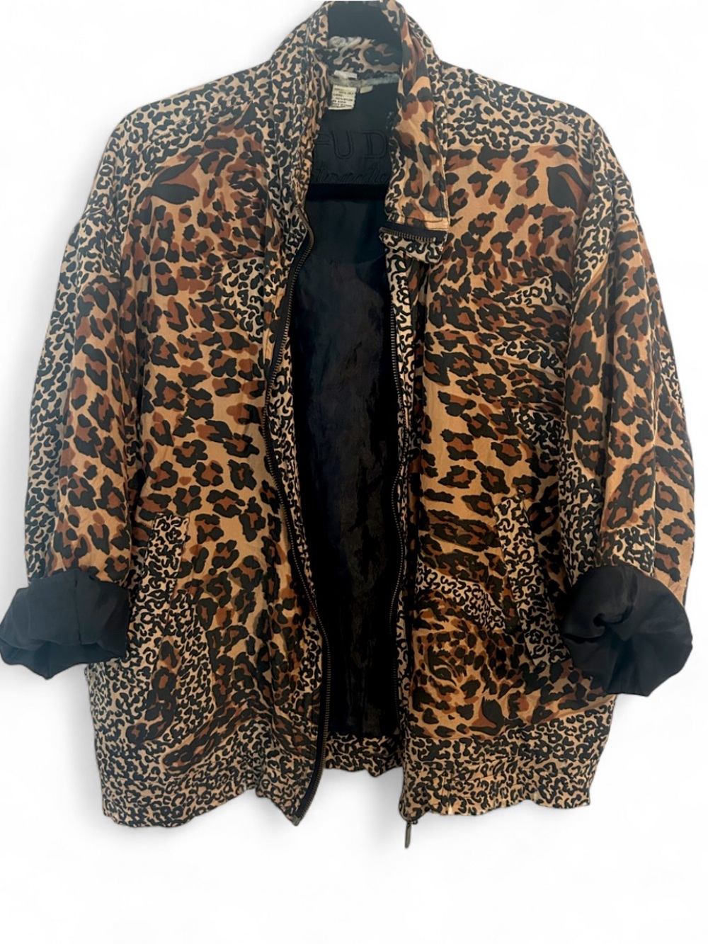 Vintage Leopard Print Bomber Jacket - Fuda International 🐆🤎🍒